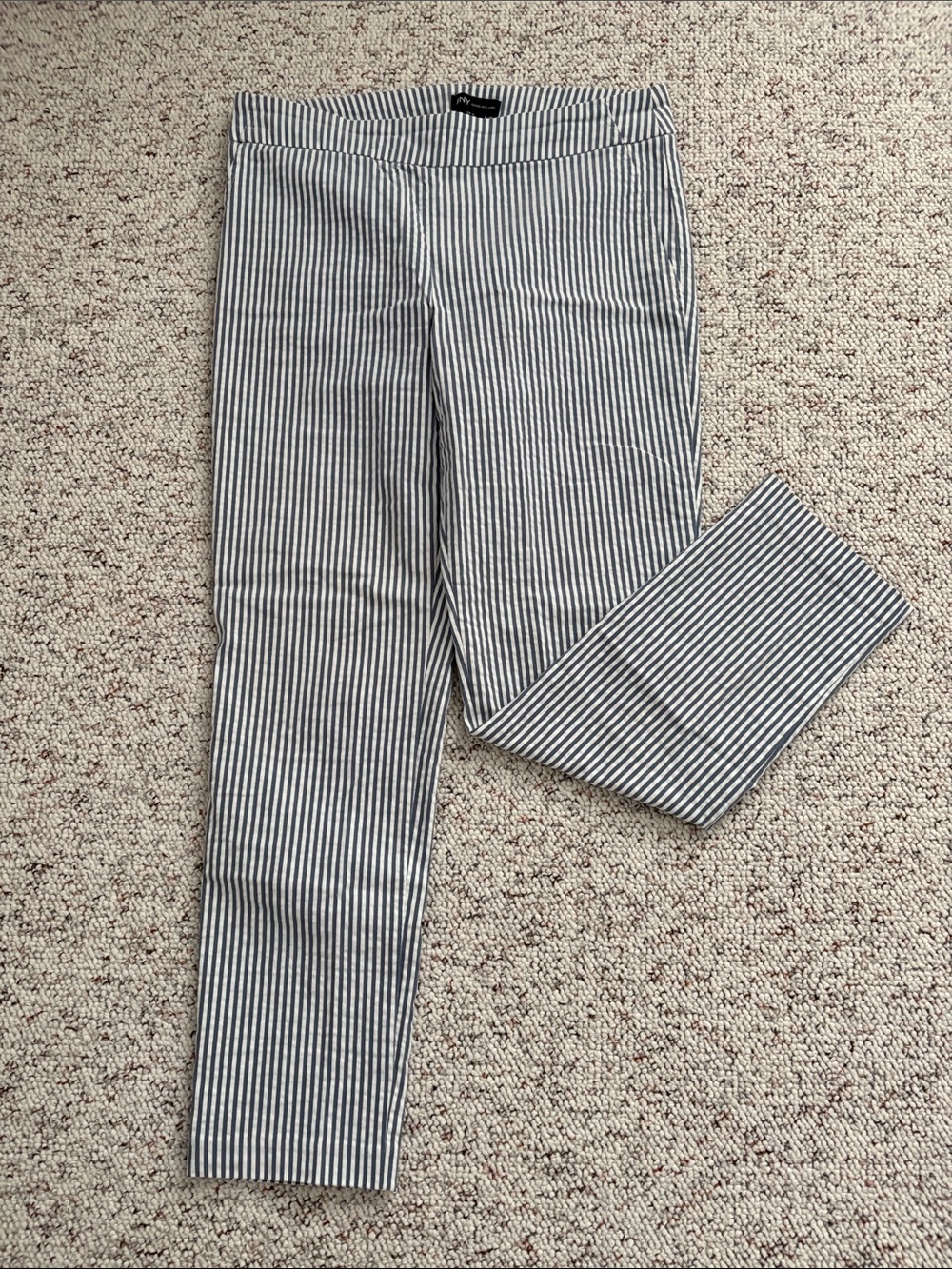 Jones New York Blue and White Vertical Stripe Pull On Chinos